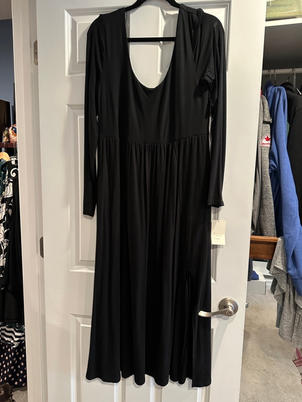 a new day Black Asymmetrical Long Sleeve Maxi Dress